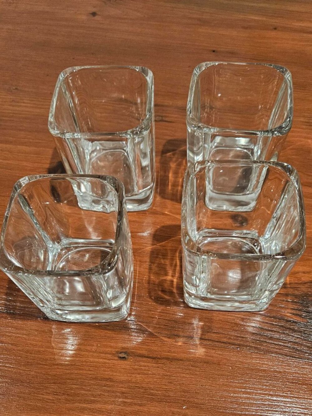 Bourbon Whiskey Scotch Square Rocks Drinking Glasses - Set of Four